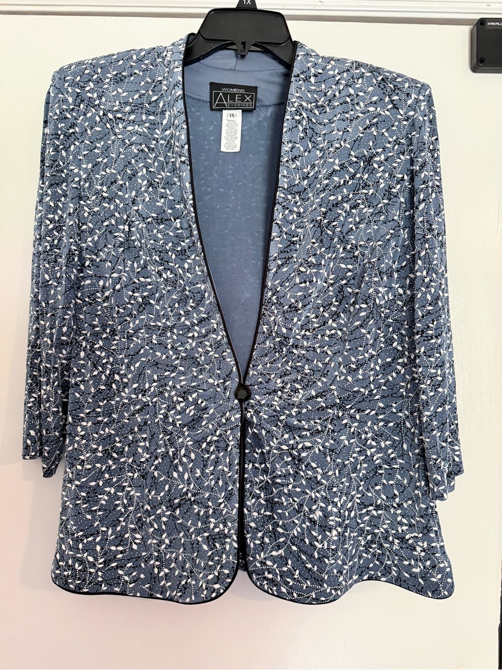 Alex Evenings Blue Printed Single-Button Blazer